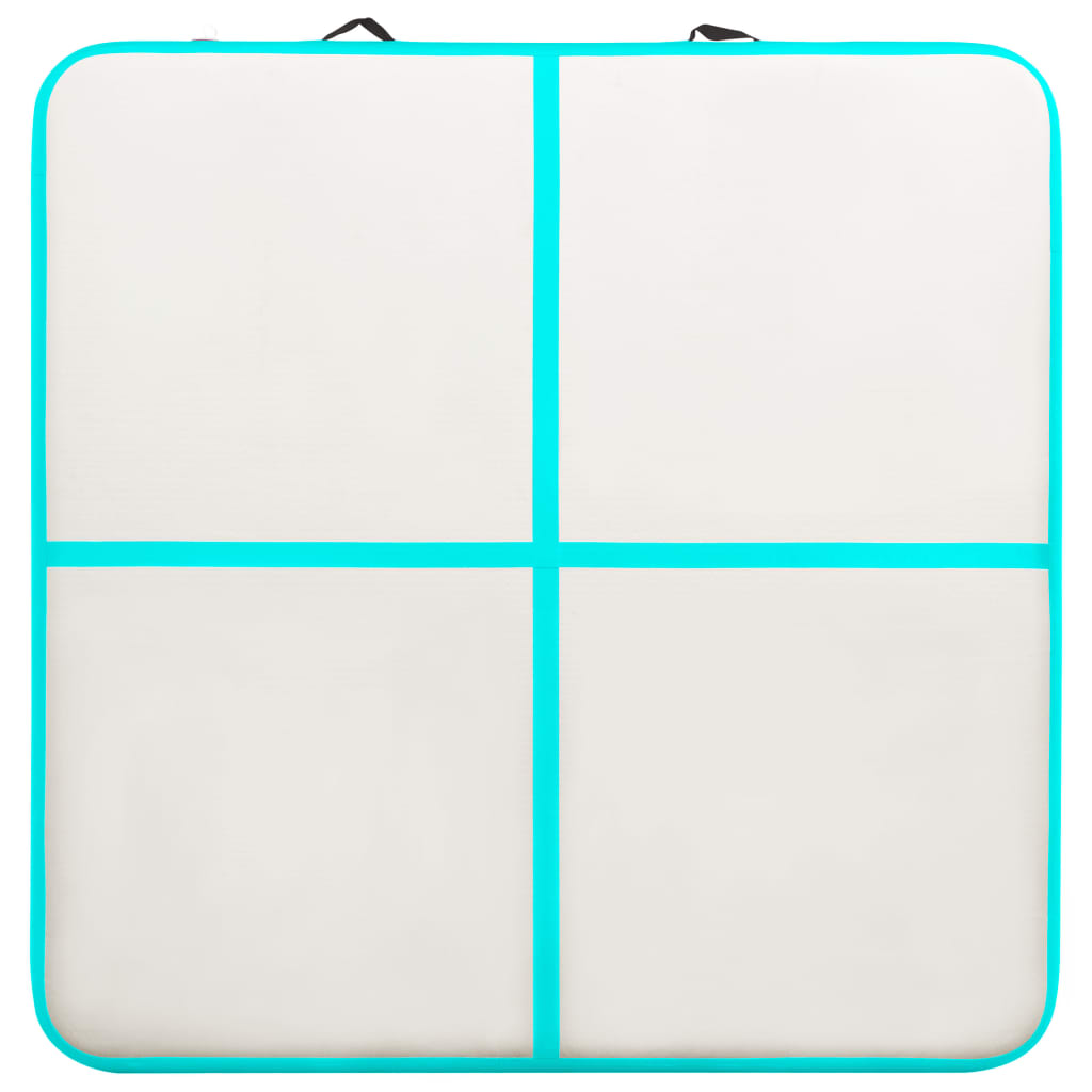 Tappetino Ginnastica Gonfiabile e Pompa 200x200x10 cm PVC Verde