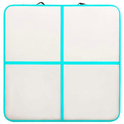 Tappetino Ginnastica Gonfiabile e Pompa 200x200x10 cm PVC Verde