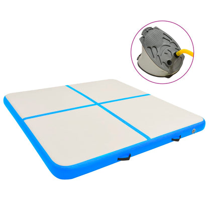 Tappetino Ginnastica Gonfiabile con Pompa 200x200x15cm PVC Blu