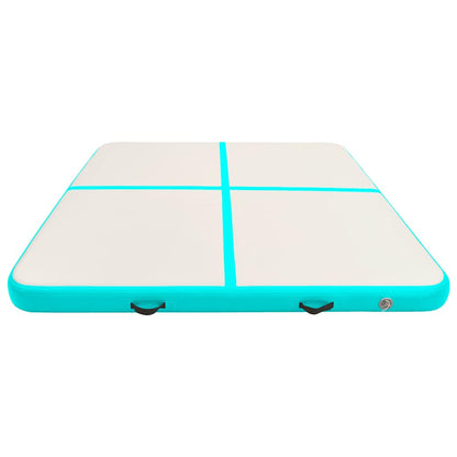 Tappetino Ginnastica Gonfiabile e Pompa 200x200x15cm PVC Verde