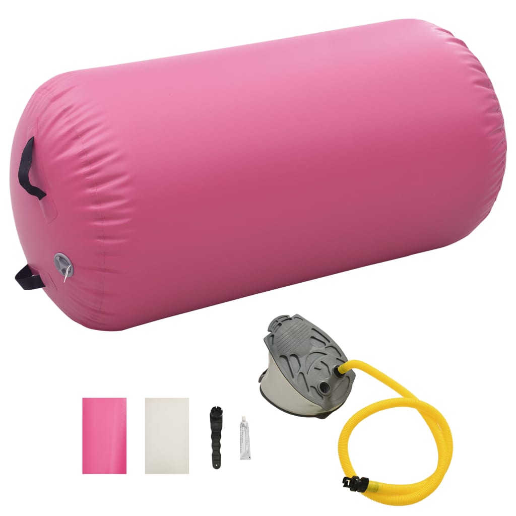 Rullo da Ginnastica Gonfiabile con Pompa 120x75 cm in PVC Rosa
