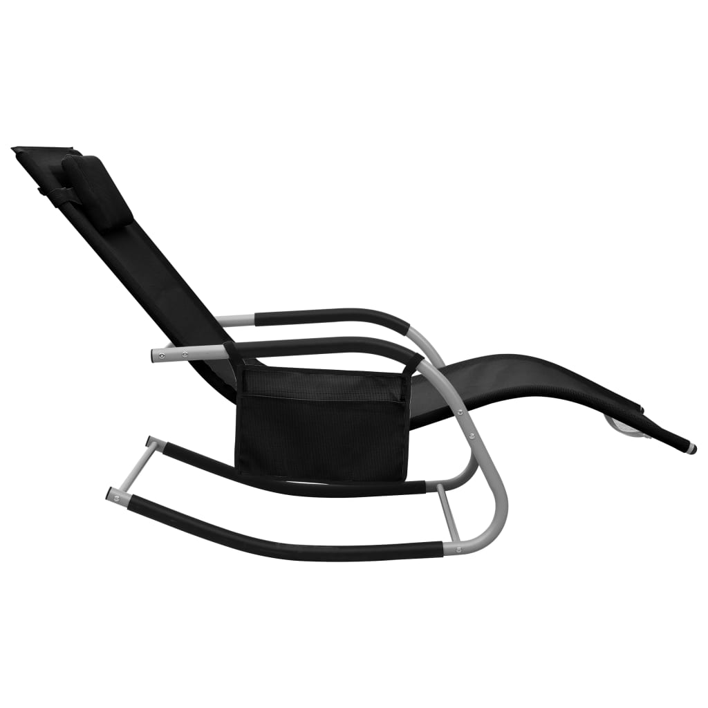 Lettini Prendisole 2 pz in Textilene Nero e Grigio
