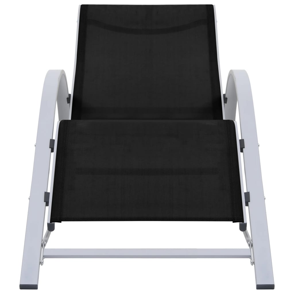 Lettini Prendisole con Tavolino 2 pz in Alluminio Nero