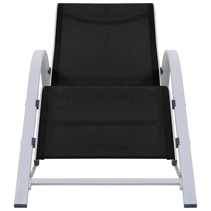Lettini Prendisole con Tavolino 2 pz in Alluminio Nero