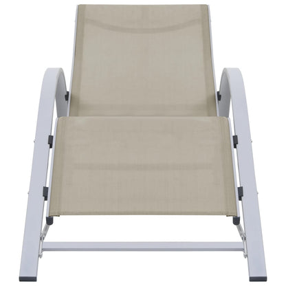 Lettini Prendisole con Tavolino 2 pz in Alluminio Crema