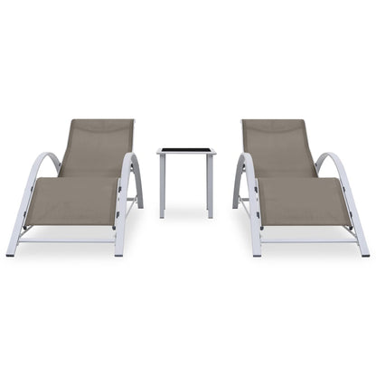 Lettini Prendisole con Tavolino 2 pz in Alluminio Grigio Talpa