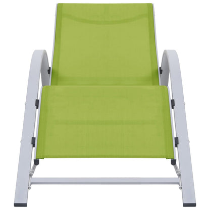 Lettini Prendisole con Tavolino 2 pz in Alluminio Verde