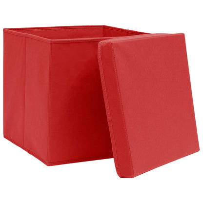 Contenitori con Coperchi 4 pz 28x28x28 cm Rosso