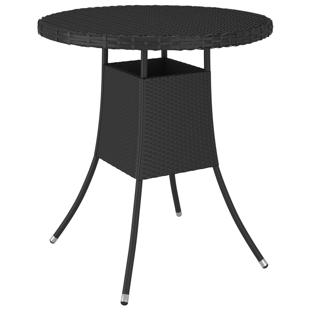 Tavolo da Giardino Nero 70x70x73 cm in Polyrattan