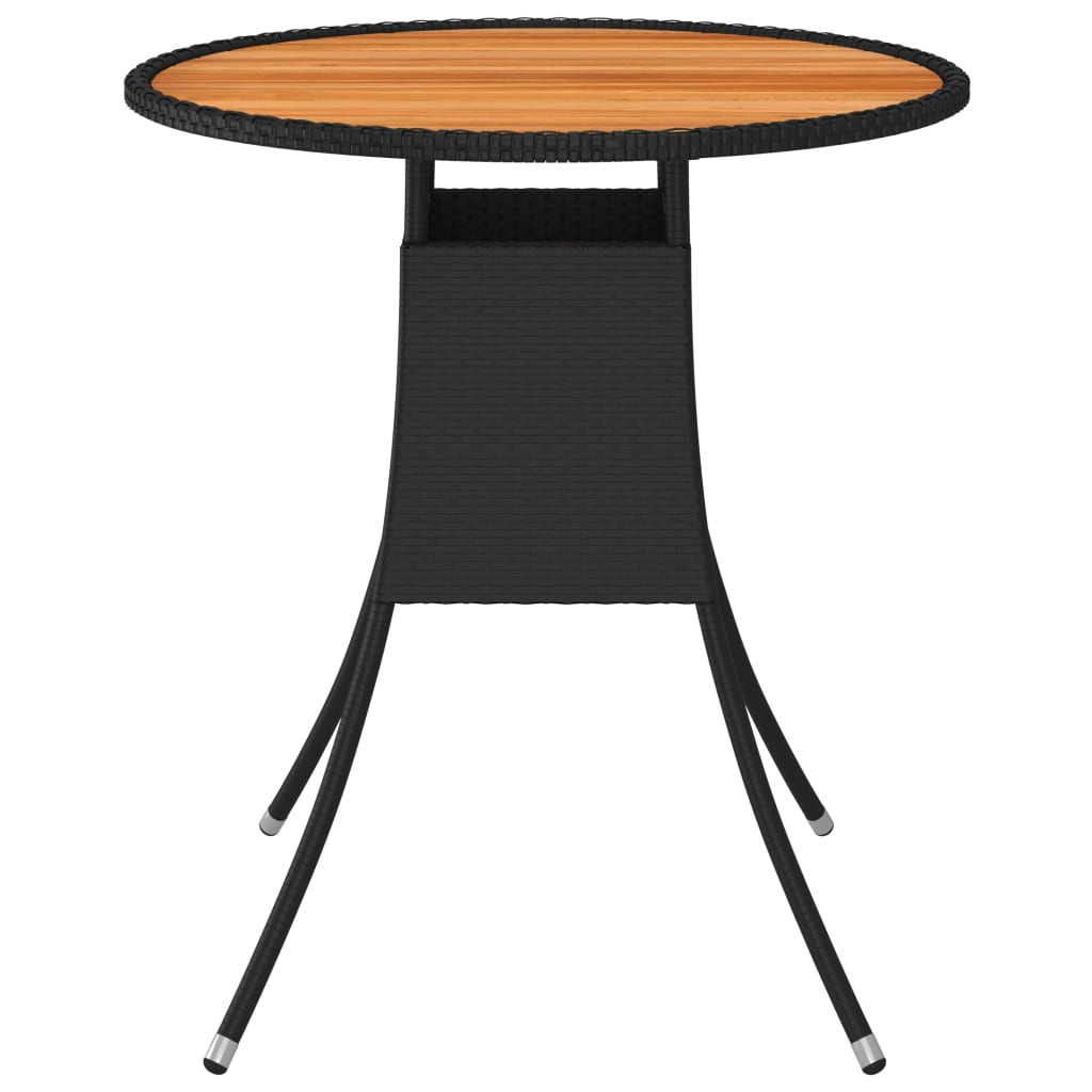 Tavolo da Giardino Nero ÃƒËœ 70 cm Polyrattan e Massello d'Acacia
