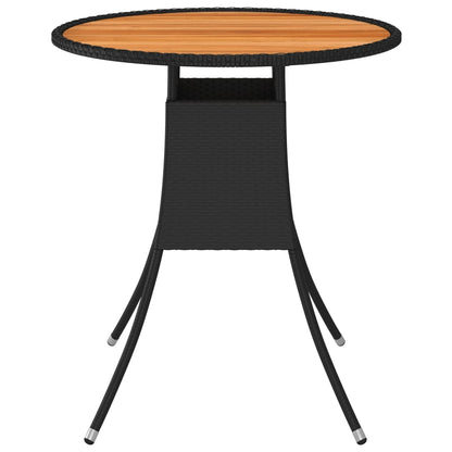 Tavolo da Giardino Nero ÃƒËœ 70 cm Polyrattan e Massello d'Acacia