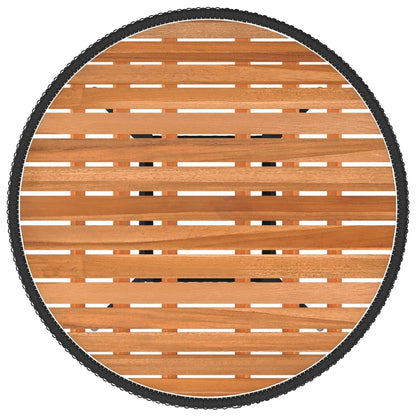 Tavolo da Giardino Nero ÃƒËœ 70 cm Polyrattan e Massello d'Acacia