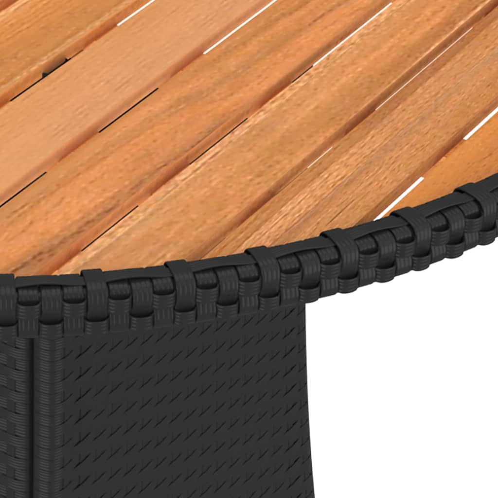 Tavolo da Giardino Nero ÃƒËœ 70 cm Polyrattan e Massello d'Acacia