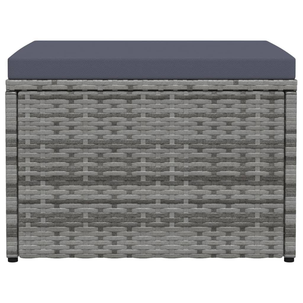 Poggiapiedi da Giardino con Cuscini Grigio in Polyrattan