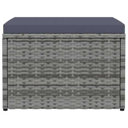 Poggiapiedi da Giardino con Cuscini Grigio in Polyrattan