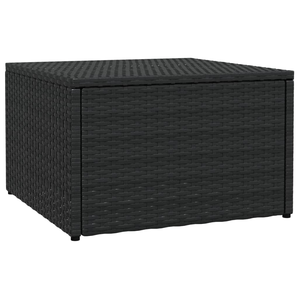 Poggiapiedi da Giardino con Cuscini Nero in Polyrattan