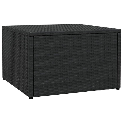 Poggiapiedi da Giardino con Cuscini Nero in Polyrattan