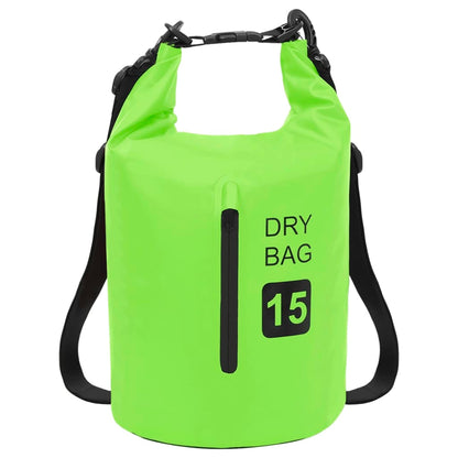 Borsa Impermeabile con Cerniera Verde 15 L in PVC