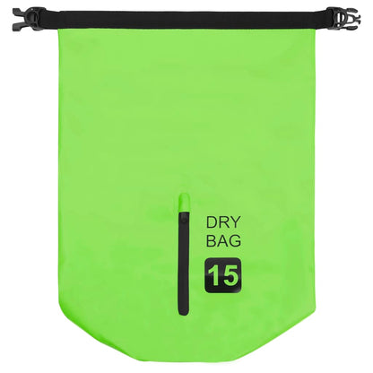 Borsa Impermeabile con Cerniera Verde 15 L in PVC