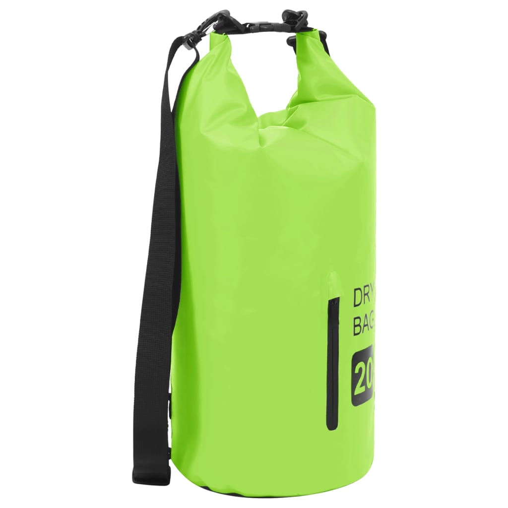 Borsa Impermeabile con Cerniera Verde 20 L in PVC