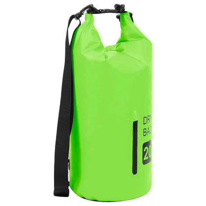 Borsa Impermeabile con Cerniera Verde 20 L in PVC