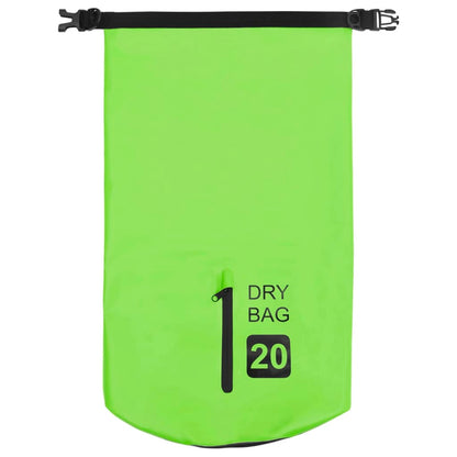 Borsa Impermeabile con Cerniera Verde 20 L in PVC