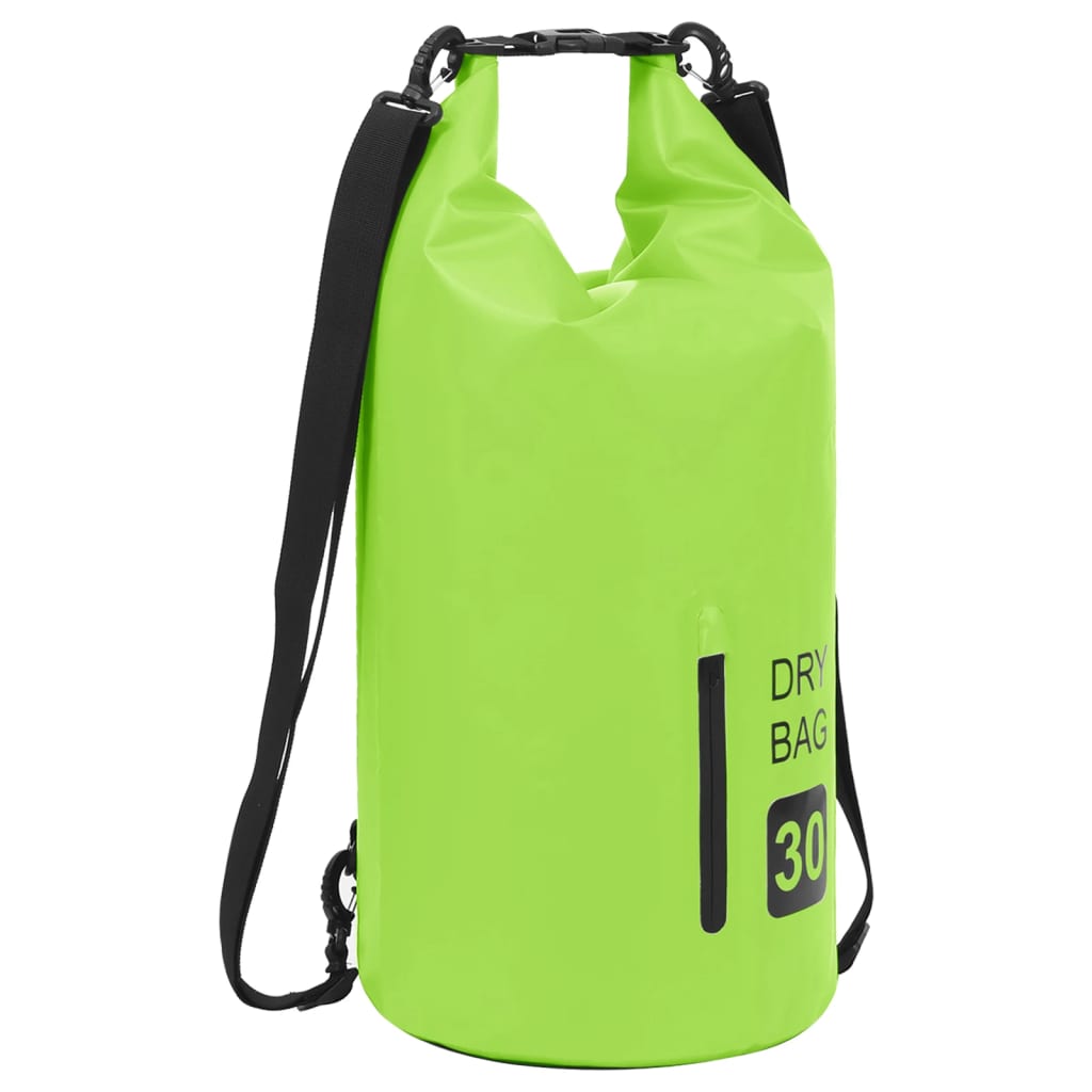 Borsa Impermeabile con Cerniera Verde 30 L in PVC