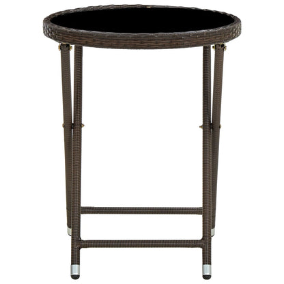Tavolino da Salotto Marrone 60 cm Polyrattan e Vetro Temperato