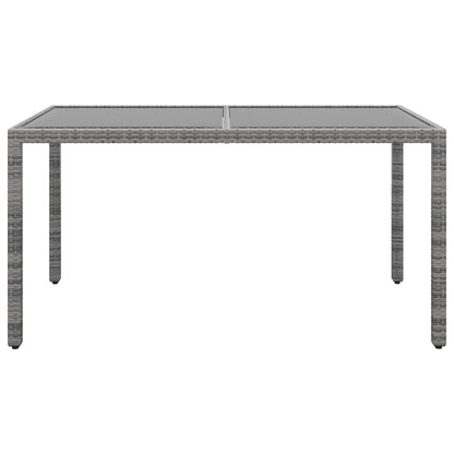 Tavolo Giardino 150x90x75cm Vetro Temperato e Polyrattan Grigio