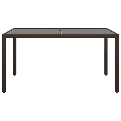 Tavolo Giardino 150x90x75cm Vetro Temperato Polyrattan Marrone