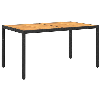 Tavolo Giardino 150x90x75cm Massello d'Acacia e Polyrattan Nero