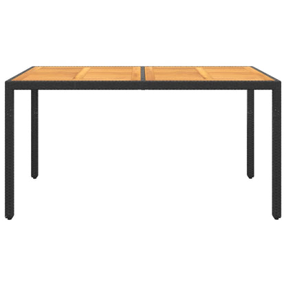 Tavolo Giardino 150x90x75cm Massello d'Acacia e Polyrattan Nero
