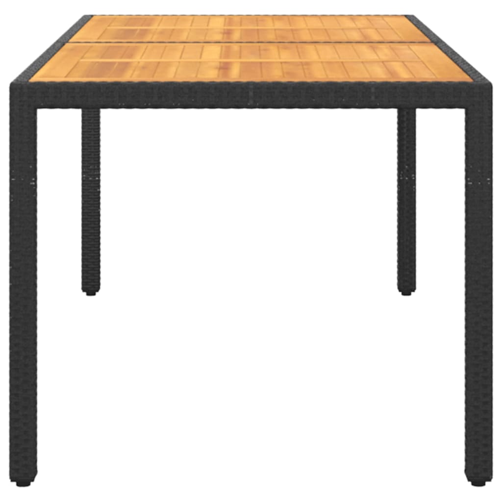 Tavolo Giardino 150x90x75cm Massello d'Acacia e Polyrattan Nero