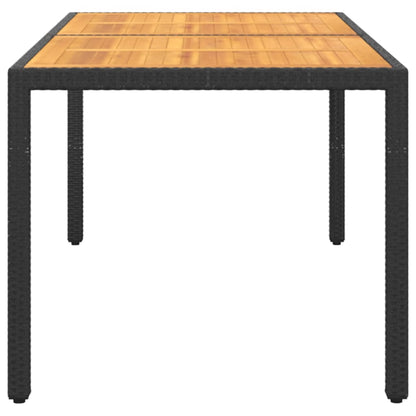 Tavolo Giardino 150x90x75cm Massello d'Acacia e Polyrattan Nero
