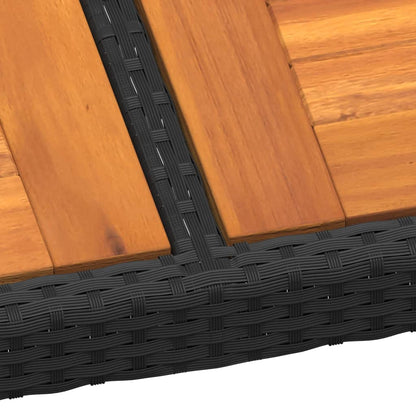 Tavolo Giardino 150x90x75cm Massello d'Acacia e Polyrattan Nero