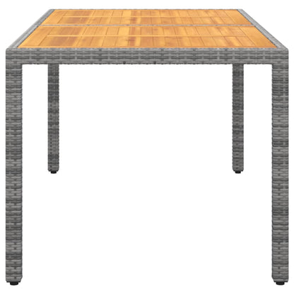 Tavolo Giardino 150x90x75cm Massello Acacia e Polyrattan Grigio