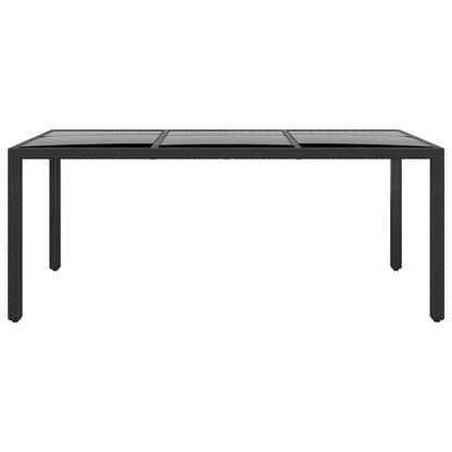 Tavolo Giardino 190x90x75 cm Vetro Temperato e Polyrattan Nero