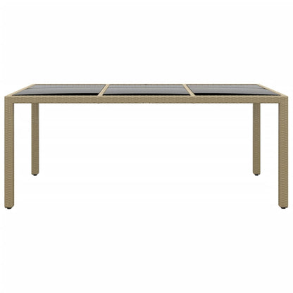Tavolo Giardino 190x90x75 cm Vetro Temperato e Polyrattan Beige