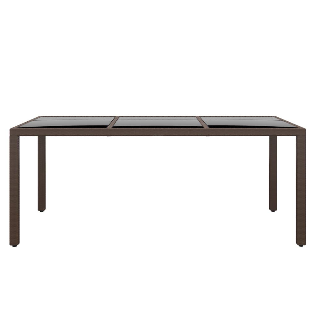 Tavolo Giardino 190x90x75 cm Vetro Temperato Polyrattan Marrone