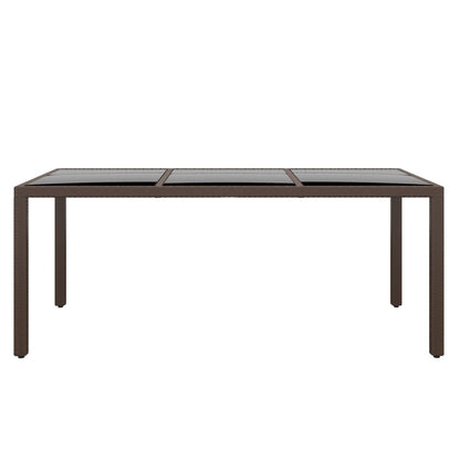 Tavolo Giardino 190x90x75 cm Vetro Temperato Polyrattan Marrone