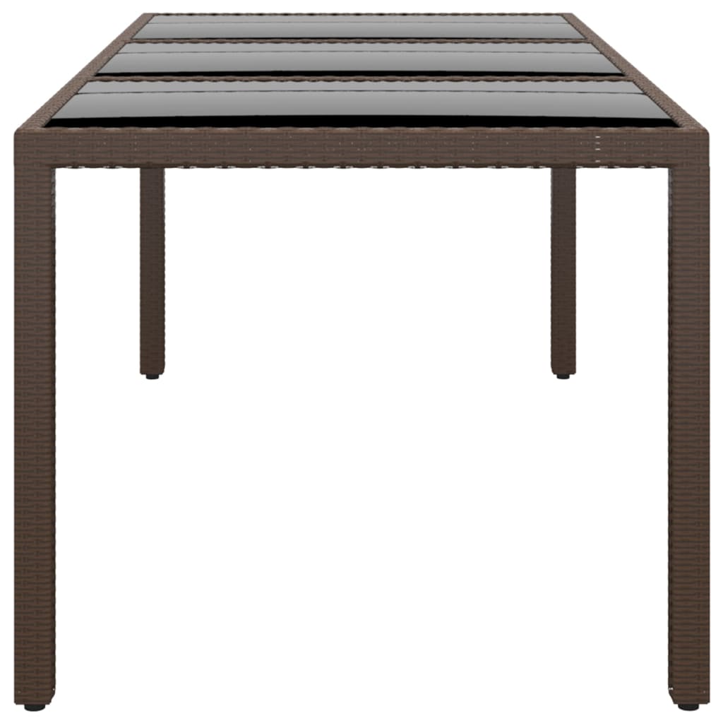 Tavolo Giardino 190x90x75 cm Vetro Temperato Polyrattan Marrone
