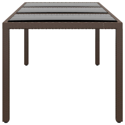 Tavolo Giardino 190x90x75 cm Vetro Temperato Polyrattan Marrone