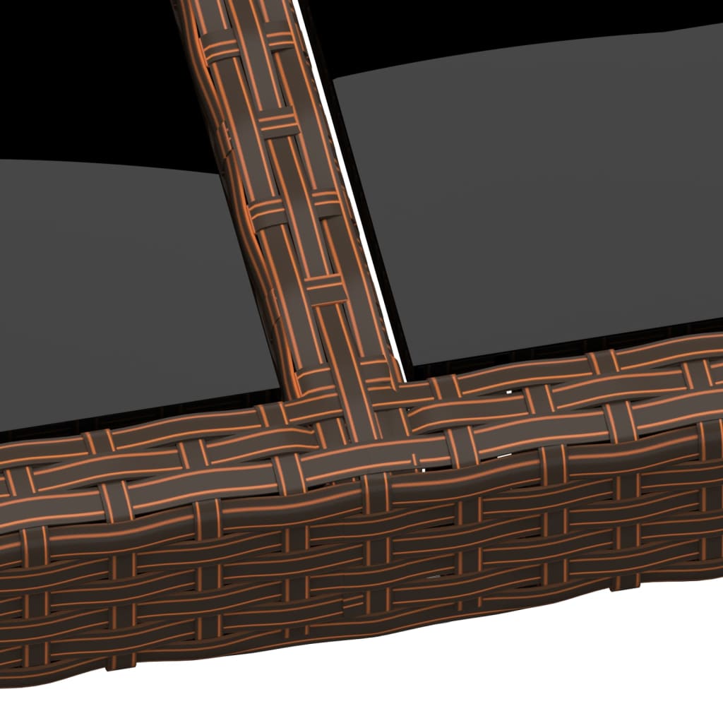 Tavolo Giardino 190x90x75 cm Vetro Temperato Polyrattan Marrone