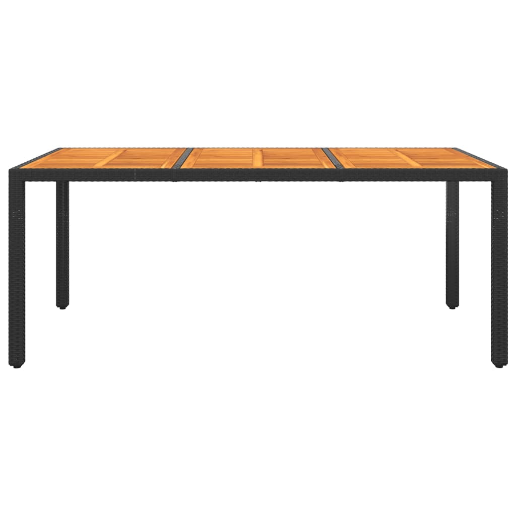 Tavolo Giardino 190x90x75 cm Massello Acacia e Polyrattan Nero