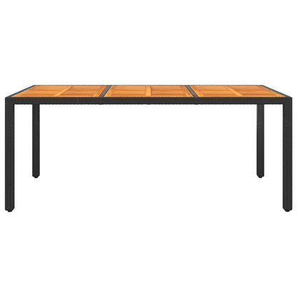 Tavolo Giardino 190x90x75 cm Massello Acacia e Polyrattan Nero