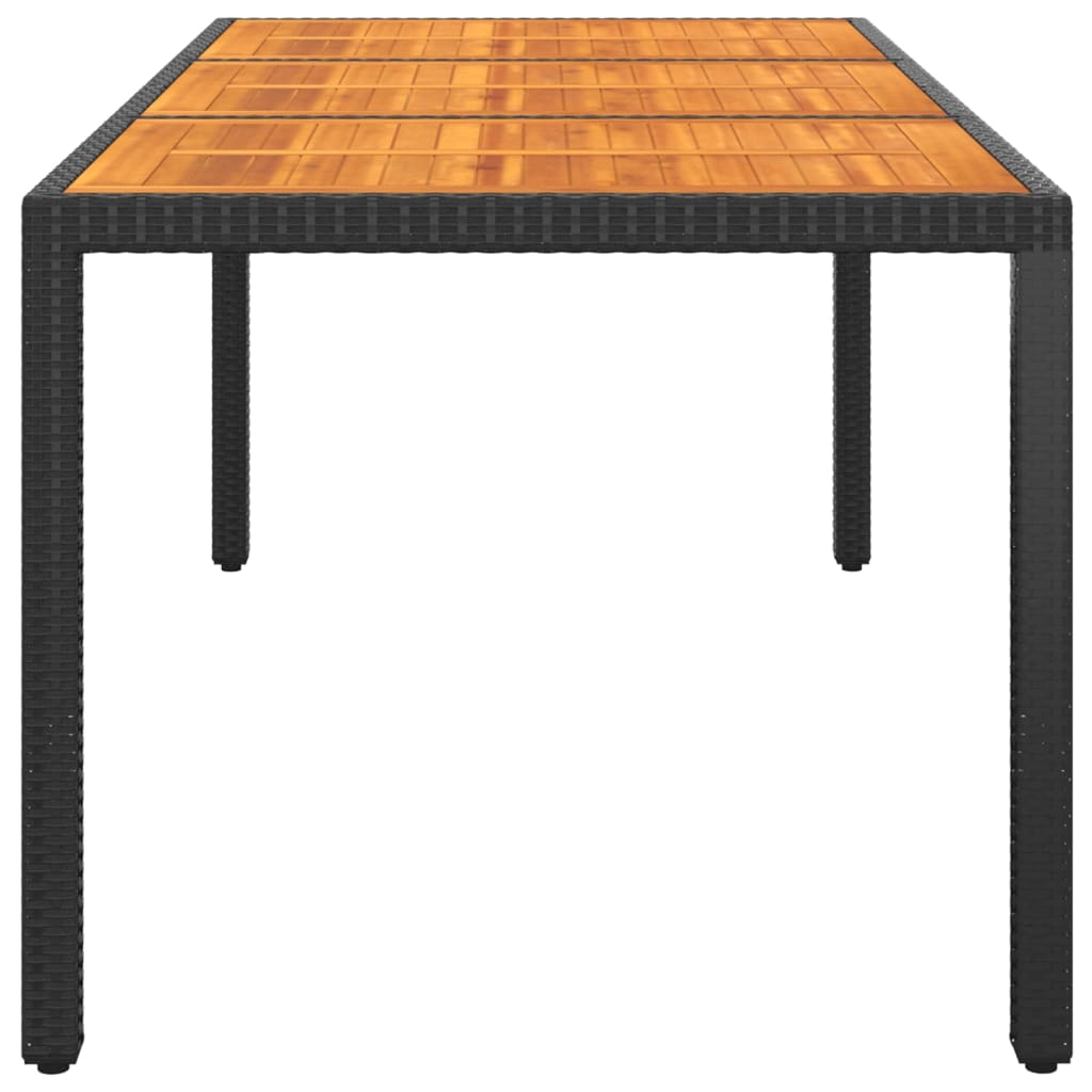 Tavolo Giardino 190x90x75 cm Massello Acacia e Polyrattan Nero
