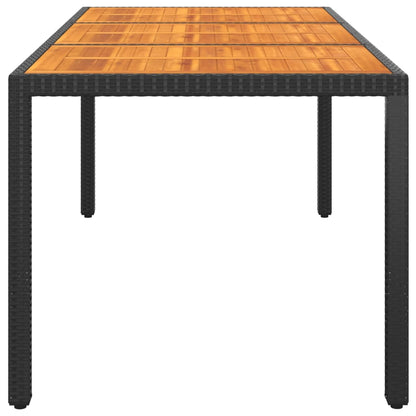 Tavolo Giardino 190x90x75 cm Massello Acacia e Polyrattan Nero