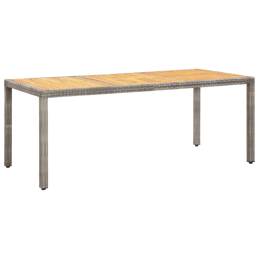 Tavolo Giardino Grigio 190x90x75cm Polyrattan Legno di Acacia