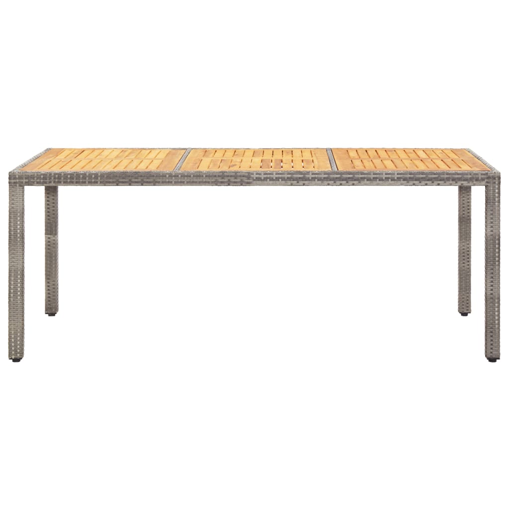 Tavolo Giardino Grigio 190x90x75cm Polyrattan Legno di Acacia
