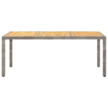 Tavolo Giardino Grigio 190x90x75cm Polyrattan Legno di Acacia